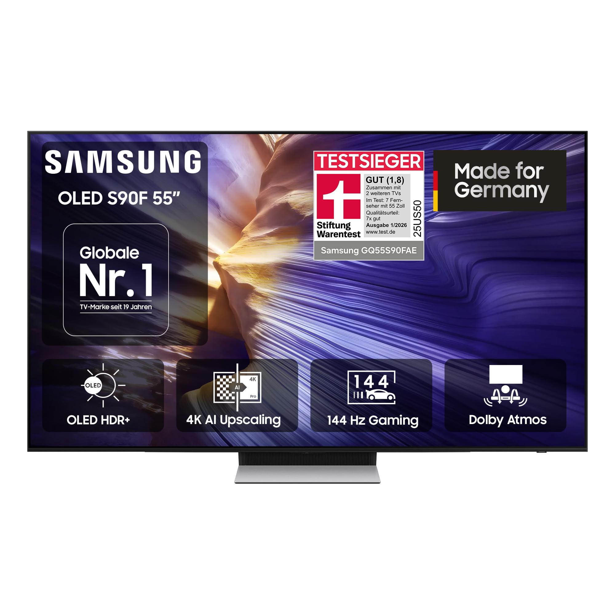 71QqpvVCecL Samsung S90F 55 Zoll OLED 4K Smart TV, NQ4 AI Gen3, OLED HDR+, Dolby Atmos und Motion Xcelerator – Bild 1