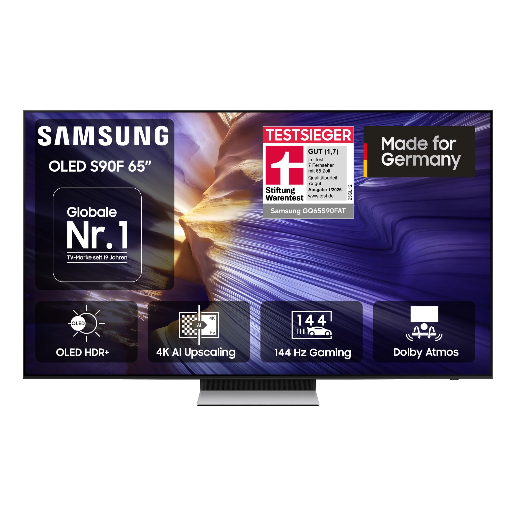71z3WEonSbL Samsung S90F 65 Zoll OLED 4K Smart TV, NQ4 AI Gen3, OLED HDR+, Dolby Atmos und Motion Xcelerator – Bild 1